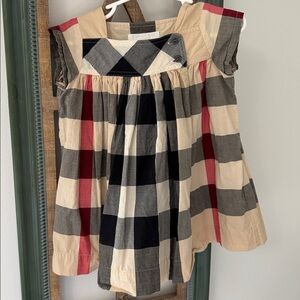 Burberry Kids Dress in Beige, Black, and Red